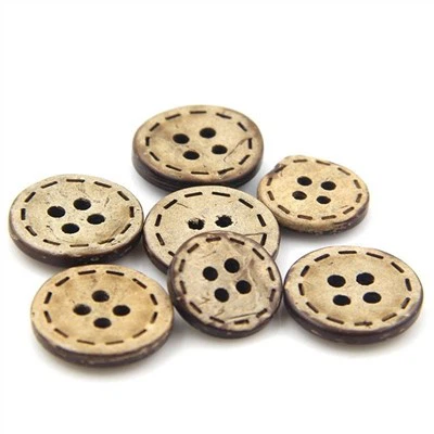 4-Botons de closca de coco natural amb forats